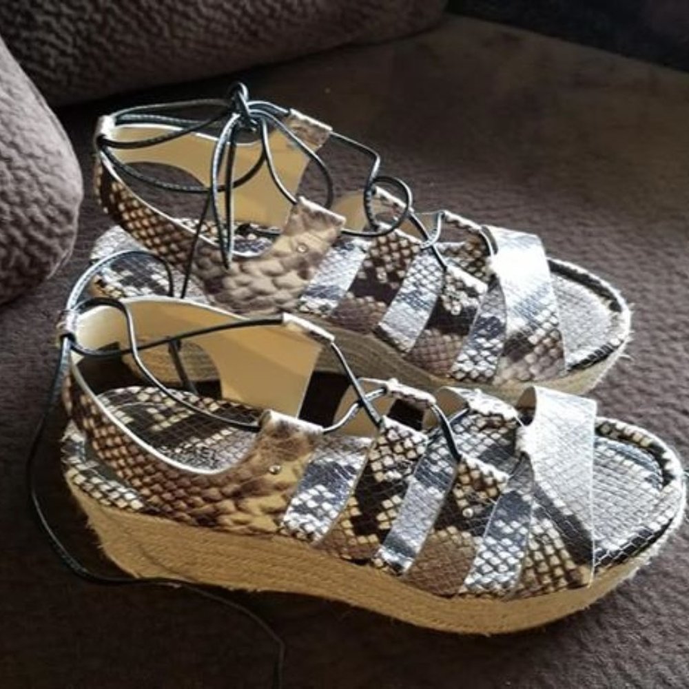Michael Kors snake print leather wedge sandals